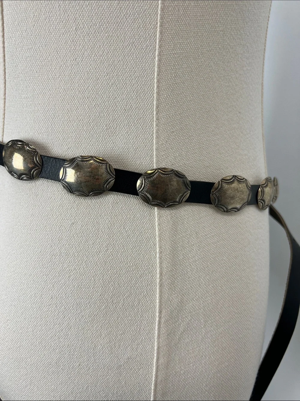 Vintage Mary Rita Padilla Sterling Silver Leather Concho Belt Navajo Native